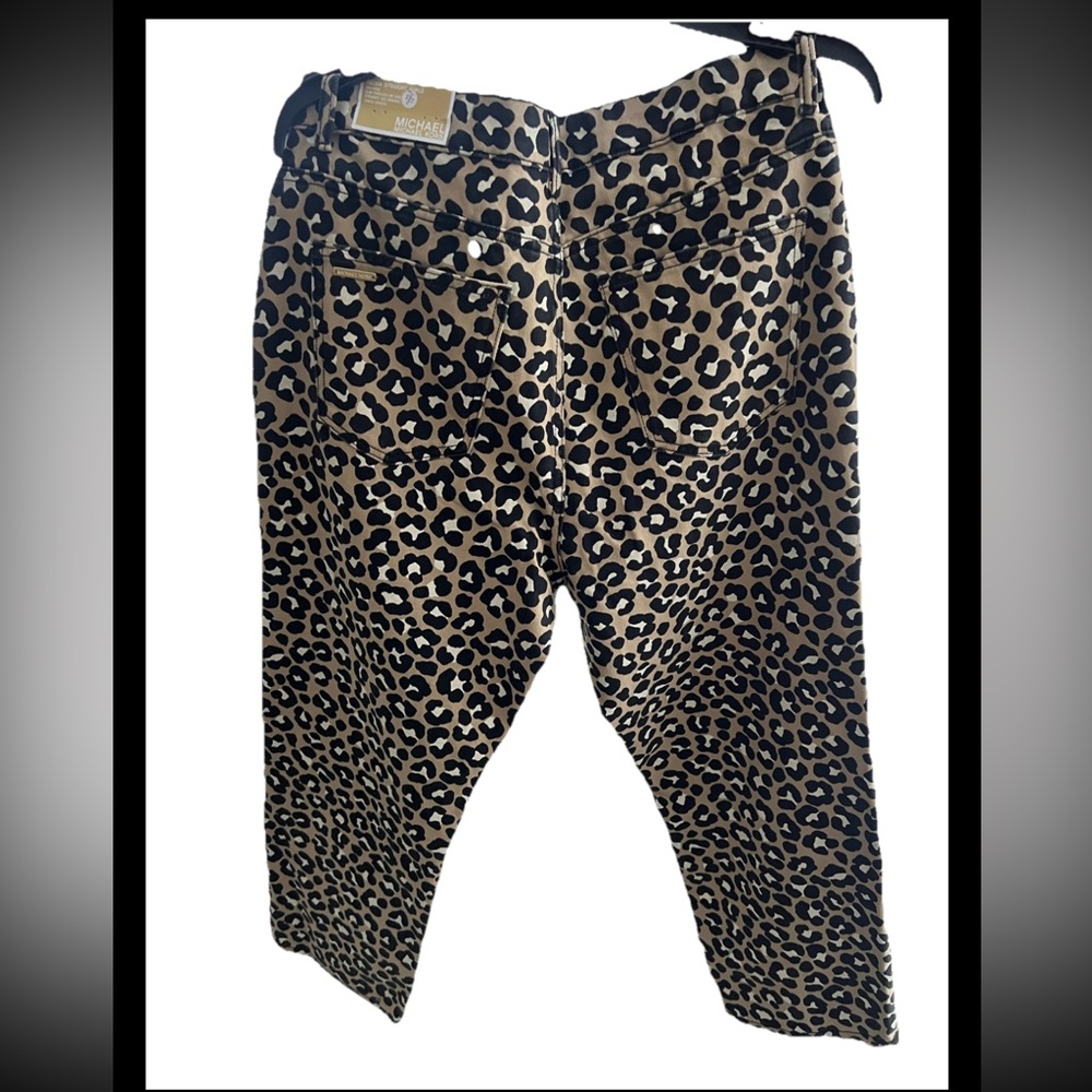 Michael Kors Leopard Print Khaki Selma Jeans Women’s Size 14 - Picture 2 of 8